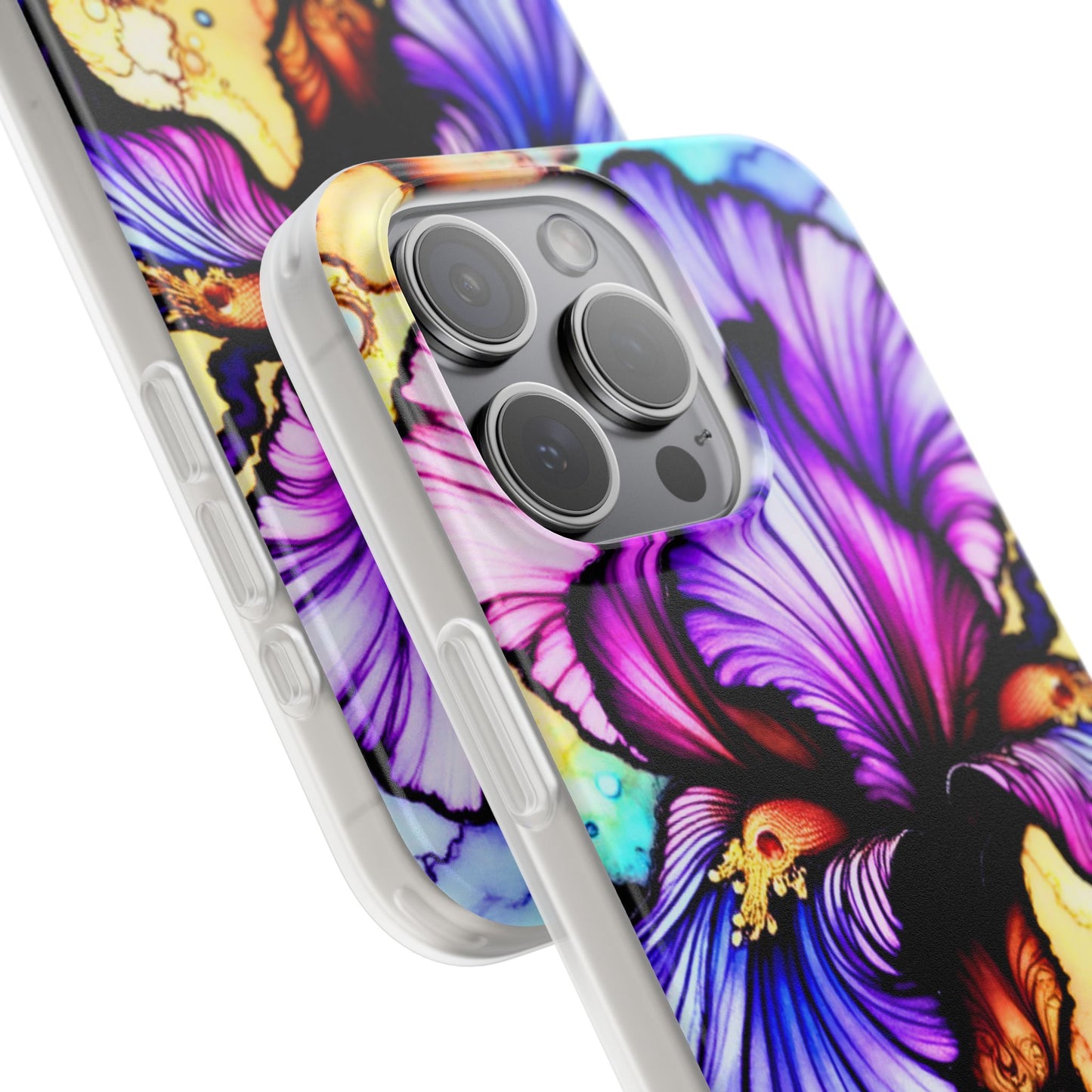 Stained Glass Iris Smartphone Case — Vibrant Purple Watercolor Phone Cover