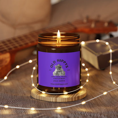 Scented Soy Candle — 'Old Hippys' Amber Jar (Multi-Size)