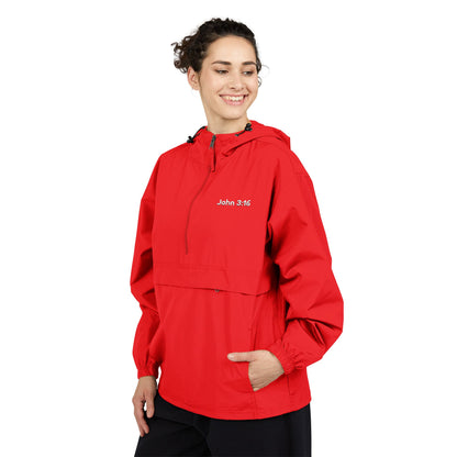 Packable Anorak Jacket — Minimal Reflective "John 3:16" Logo Windbreaker