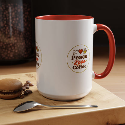 Peace Love Coffee Accent Mug - 11/15oz Ceramic Coffee Cup