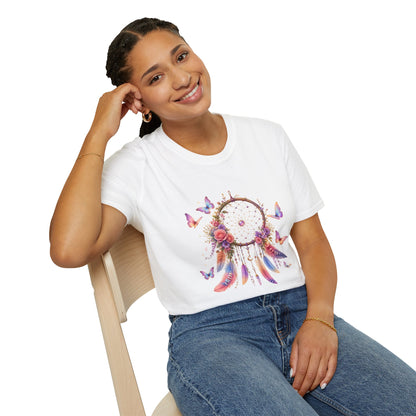 Pastel Dreamcatcher T-Shirt with Butterflies