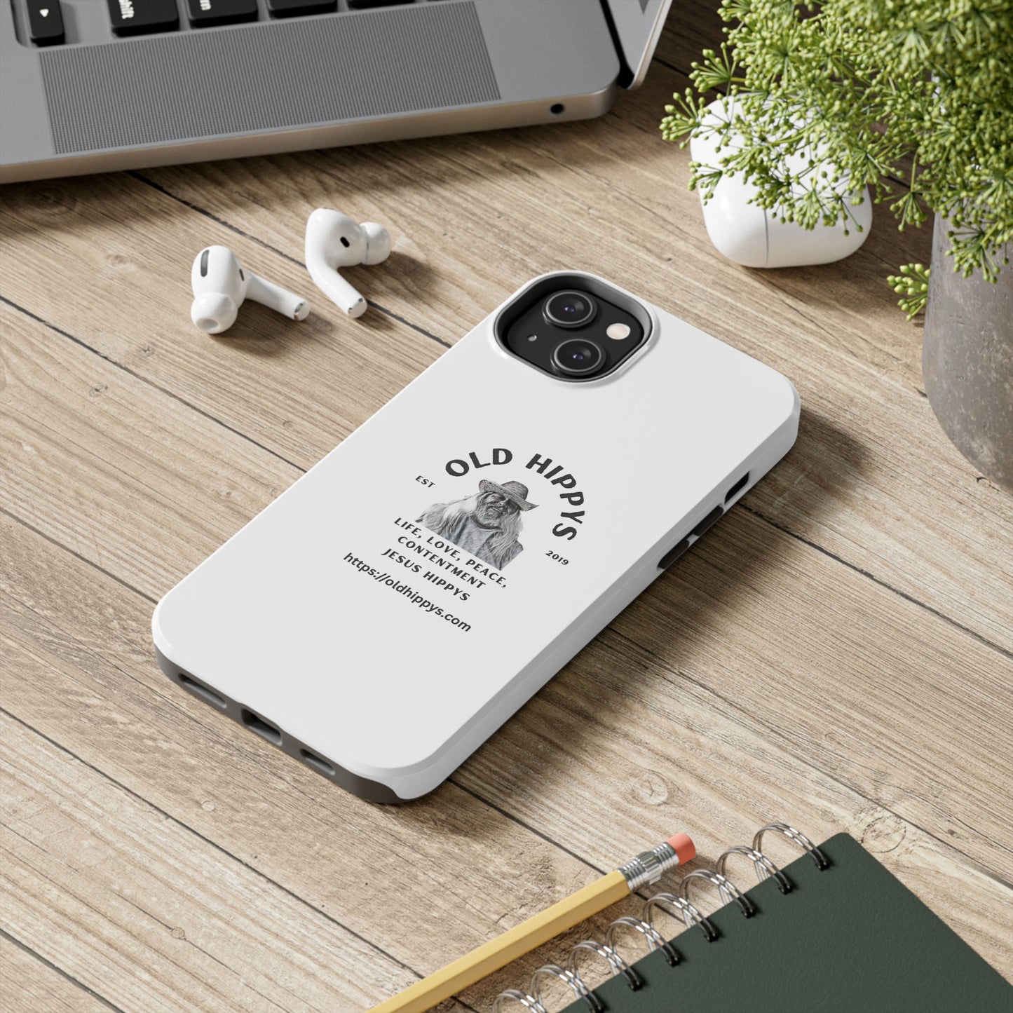 Old Hippys Phone Case — 'Life, Love, Peace, Contentment' Tough Protective Case