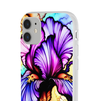 Stained Glass Iris Smartphone Case — Vibrant Purple Watercolor Phone Cover