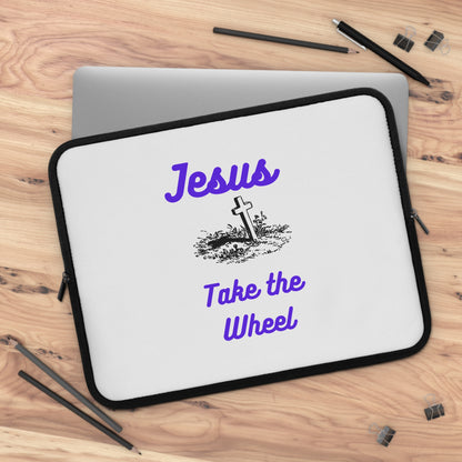 Jesus Take the Wheel Laptop Sleeve — Christian Cross Laptop Case