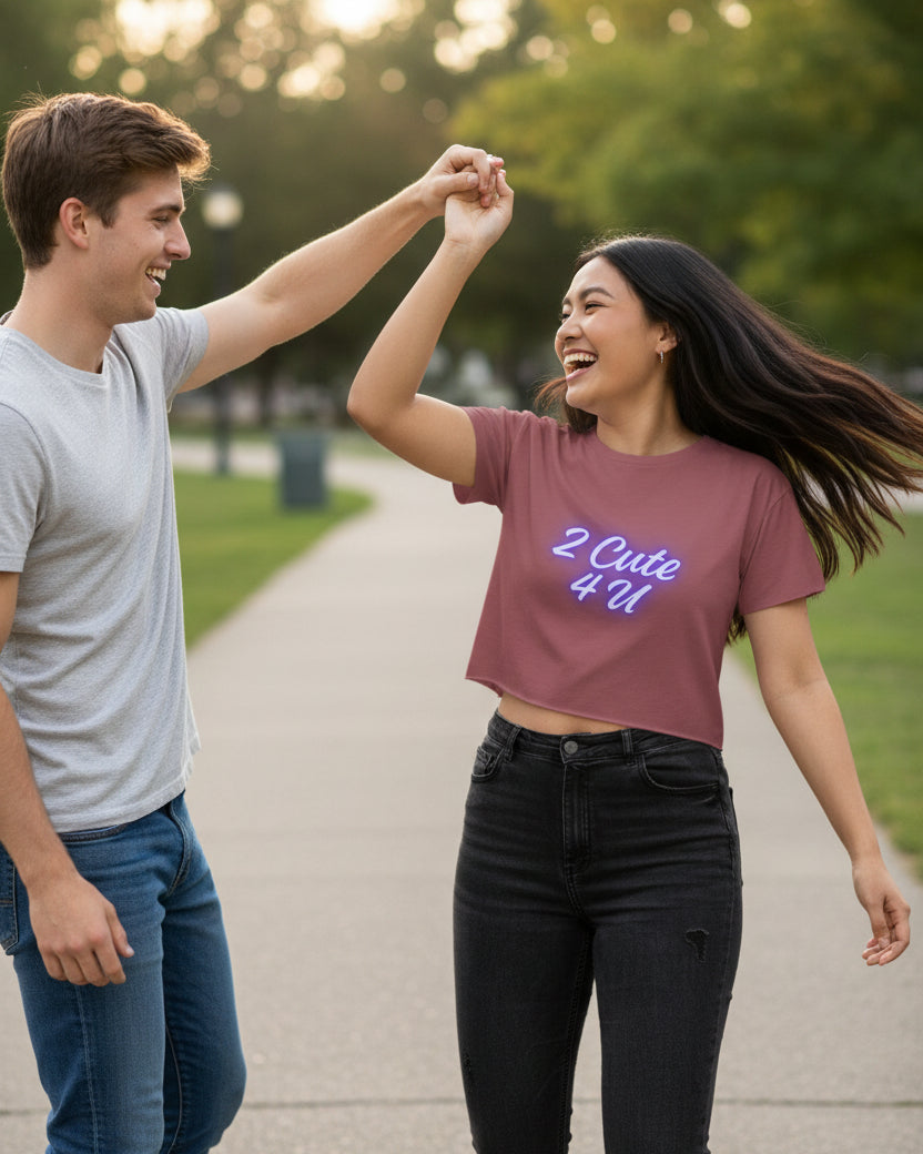 Sassy & Sweet Crop Top – “2 Cute 4 U” Tee
