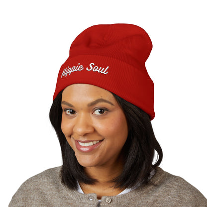 Hippie Soul Embroidered Beanie — Classic Cuffed Knit Hat