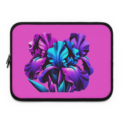 Vivid Neon Iris Laptop Sleeve — Pink Floral Protective Case