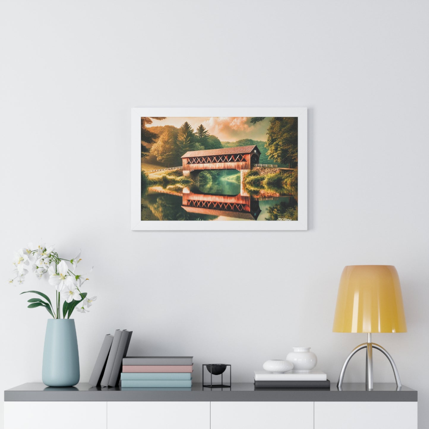 Old Covered Bridge and Pond