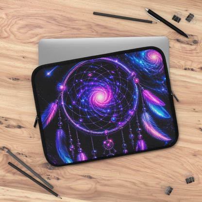 Cosmic Dreamcatcher Laptop Sleeve — Neon Boho Protective Case