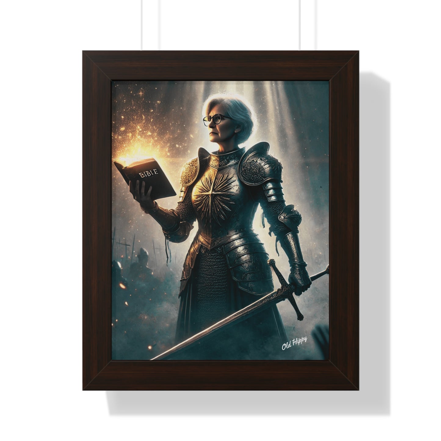 Mature Woman In Spiritual Warfare Wood Framed Poster