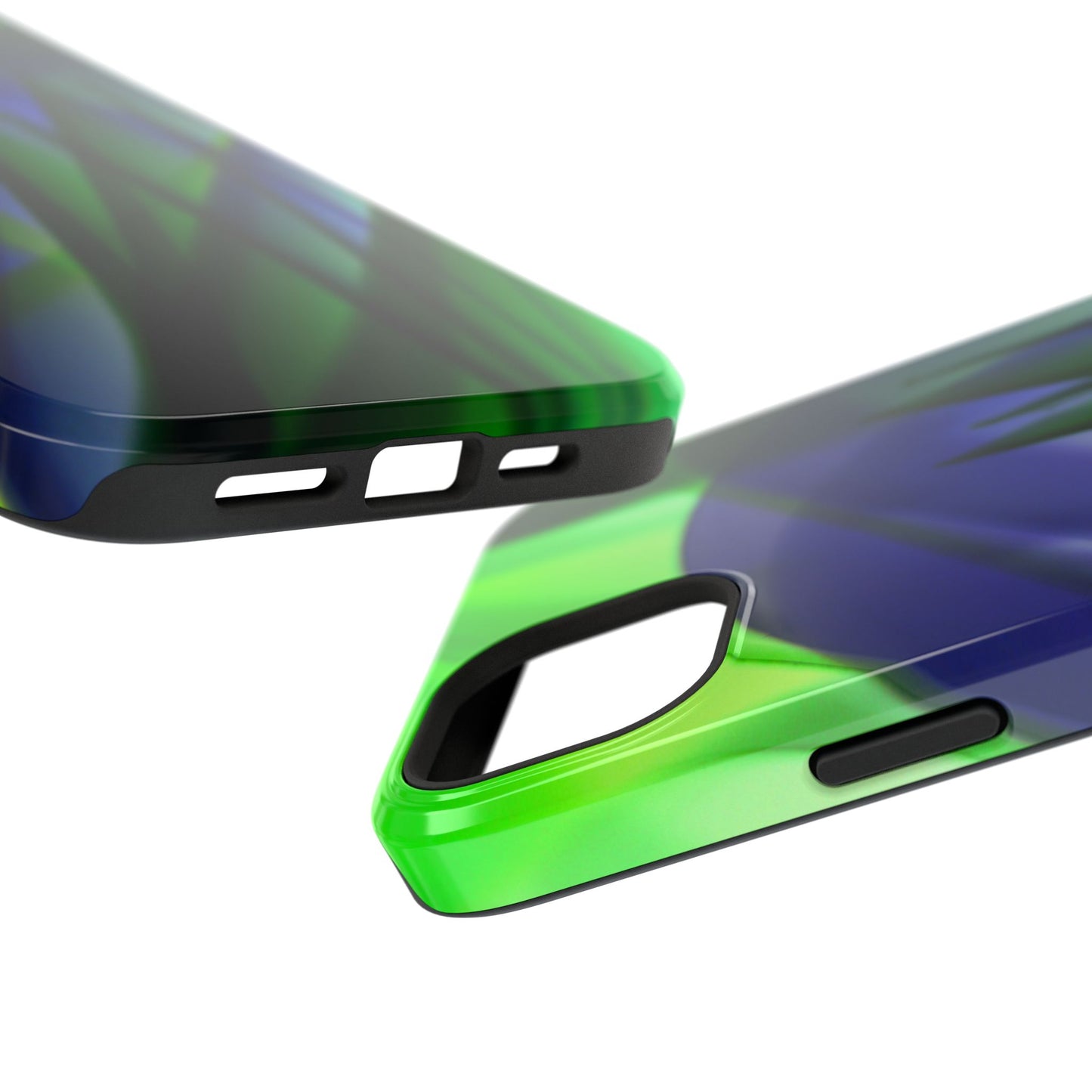 — Green Blue Abstract Wave Design Impact-Resistant Phone Case