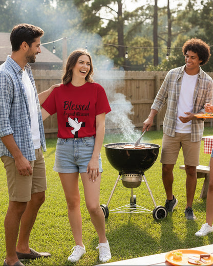 Blessed Beyond Measure T-Shirt — Christian Cross & Dove Faith Tee