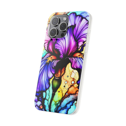 Stained Glass Iris Smartphone Case — Vibrant Purple Watercolor Phone Cover