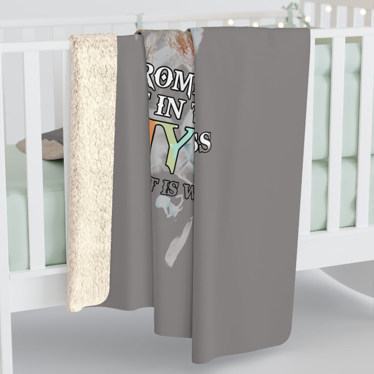 Christian Sherpa Fleece Blanket - "Way Maker, Miracle Worker" Cross Design