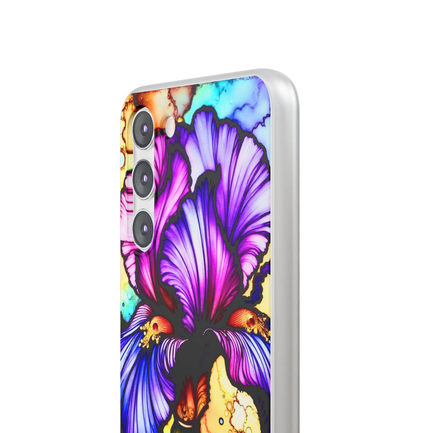 Stained Glass Iris Smartphone Case — Vibrant Purple Watercolor Phone Cover
