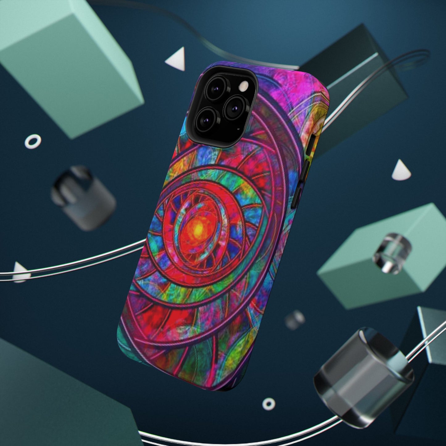 Protective Phone Case — Vibrant Abstract Mandala Impact-Resistant Design