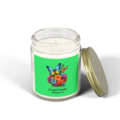 Scented Candle — Coconut Apricot Wax (4oz & 9oz) with Floral Butterfly Label