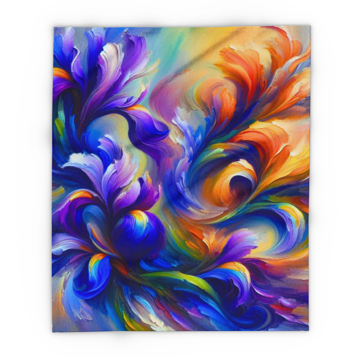 Arctic Fleece Blanket — Vibrant Abstract Iris Floral Swirl Throw
