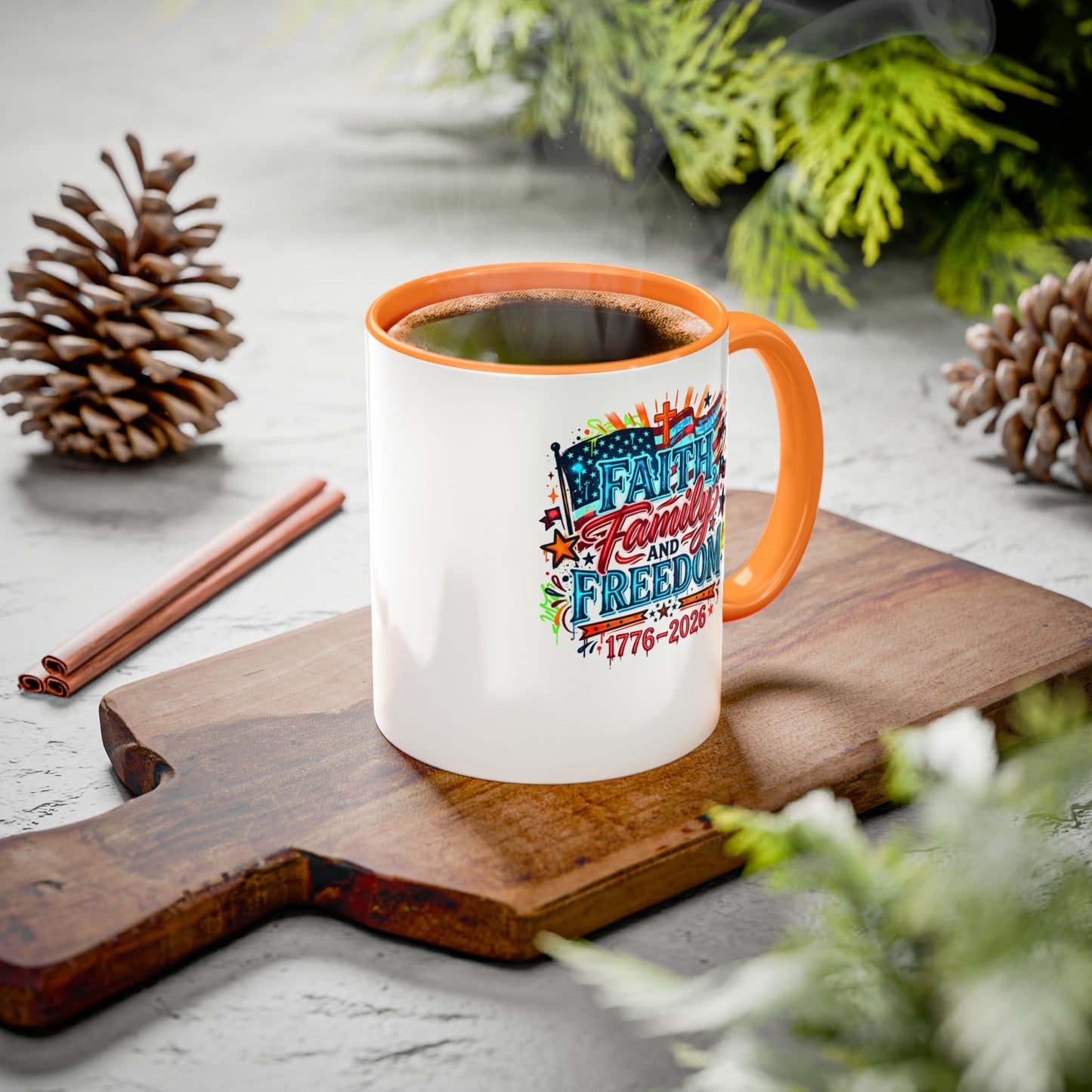 Faith Family Freedom 1776–2026 Patriotic Coffee Mug