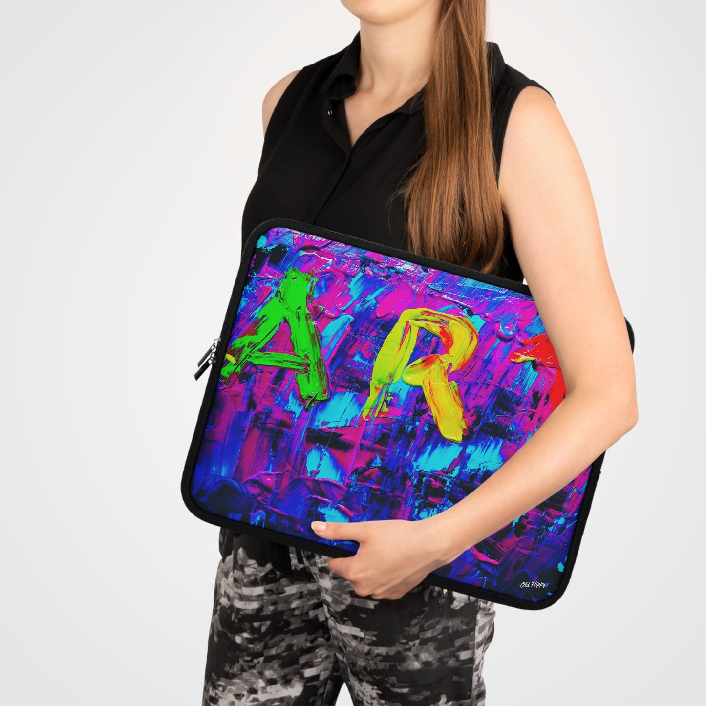 Abstract 'ART' Neon Paint Laptop Sleeve — Colorful Protective Sleeve for Artists & Creatives
