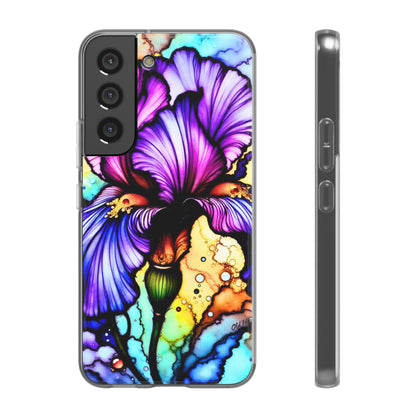 Stained Glass Iris Smartphone Case — Vibrant Purple Watercolor Phone Cover