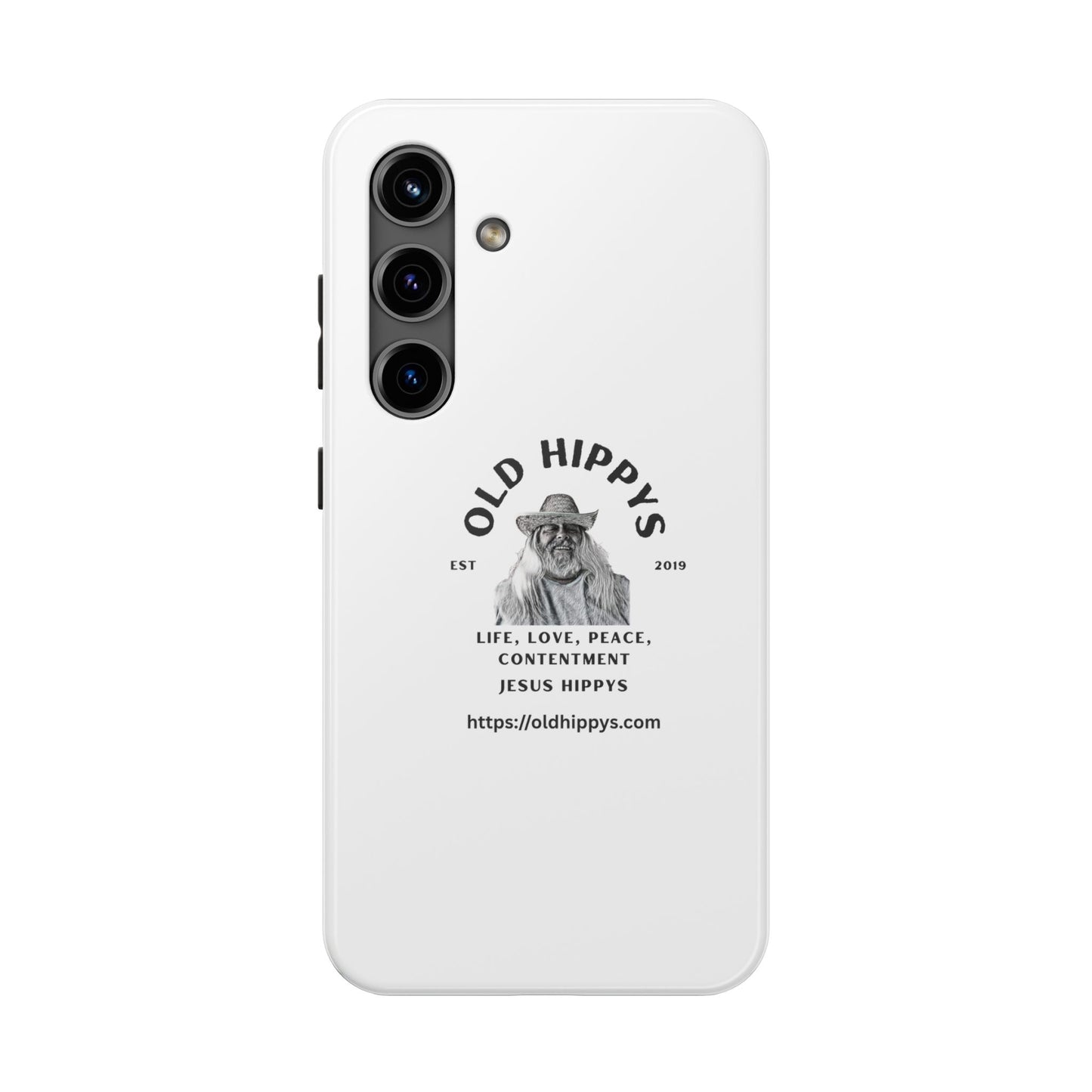 Old Hippys Phone Case — 'Life, Love, Peace, Contentment' Tough Protective Case