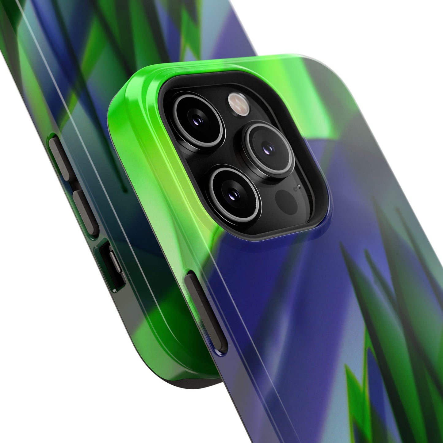 — Green Blue Abstract Wave Design Impact-Resistant Phone Case