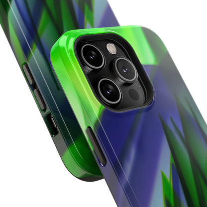 — Green Blue Abstract Wave Design Impact-Resistant Phone Case