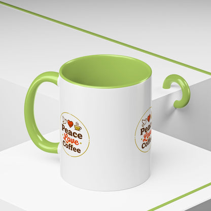 Peace Love Coffee Accent Mug - 11/15oz Ceramic Coffee Cup