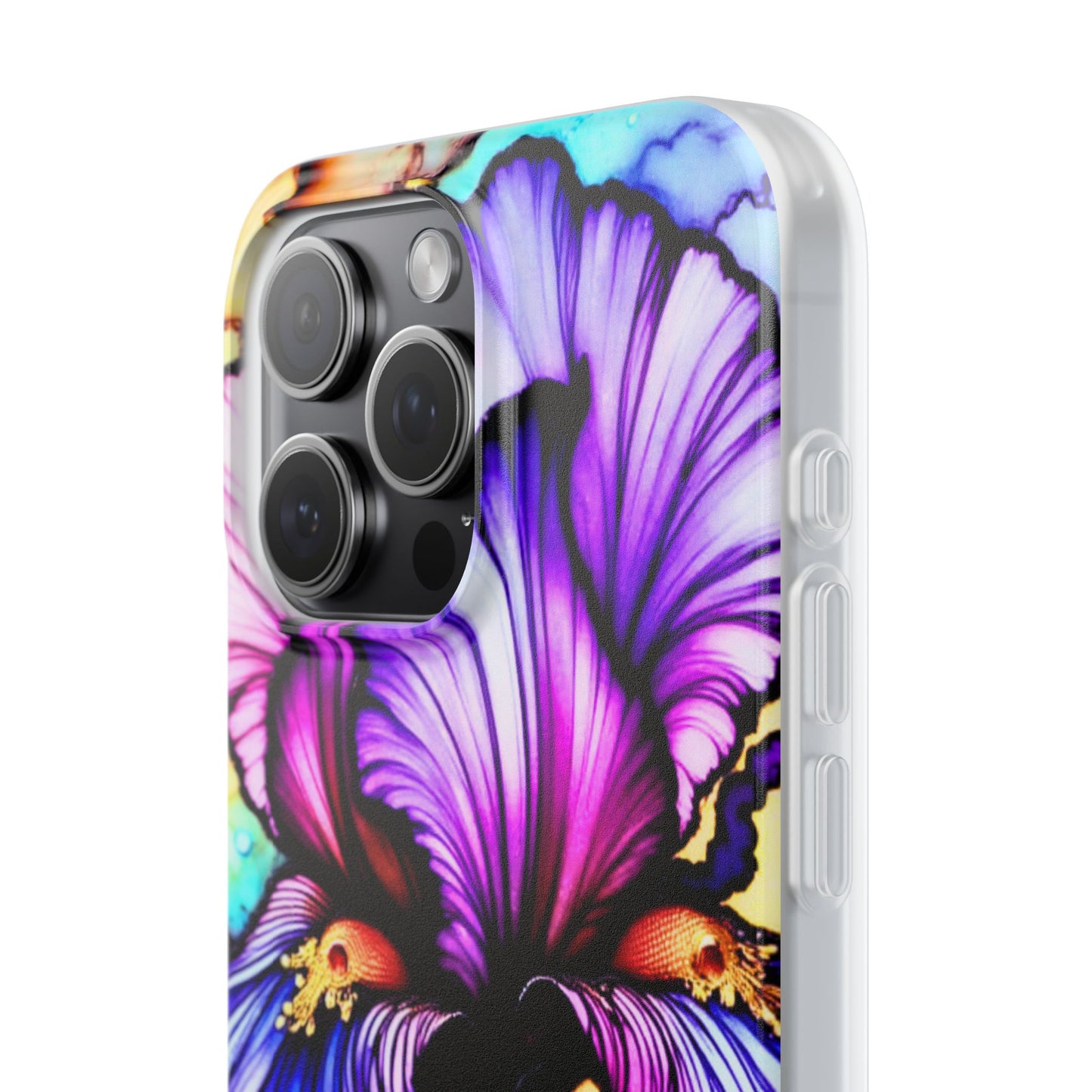 Stained Glass Iris Smartphone Case — Vibrant Purple Watercolor Phone Cover