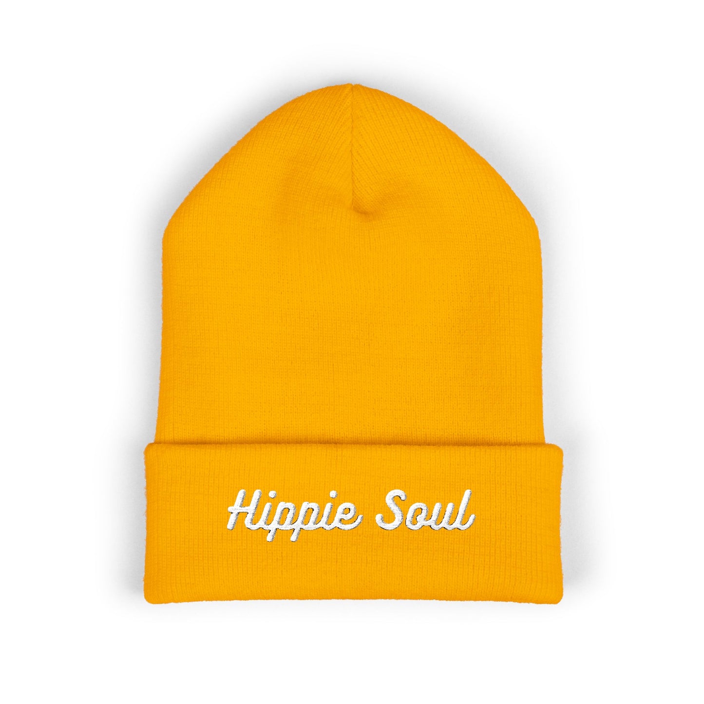 Hippie Soul Embroidered Beanie — Classic Cuffed Knit Hat