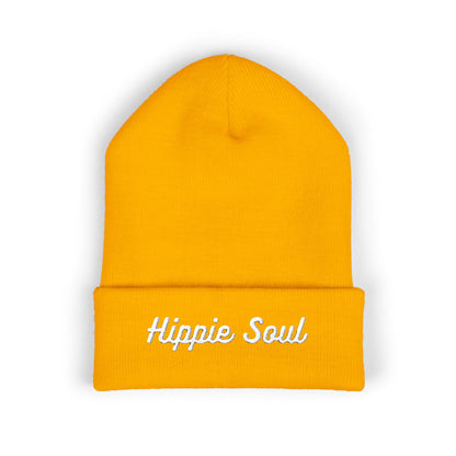 Hippie Soul Embroidered Beanie — Classic Cuffed Knit Hat