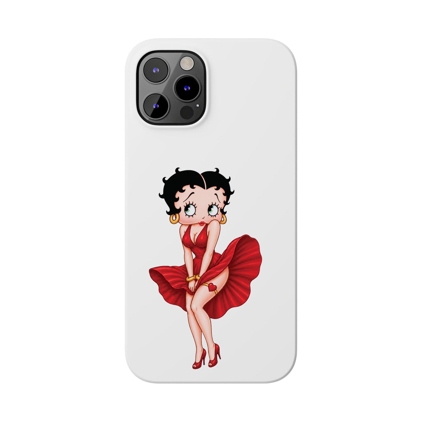 Betty Boop Red Dress Slim iPhone Case — Retro Pin-Up Cartoon Phone Cover