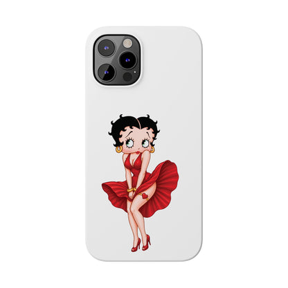 Betty Boop Red Dress Slim iPhone Case — Retro Pin-Up Cartoon Phone Cover