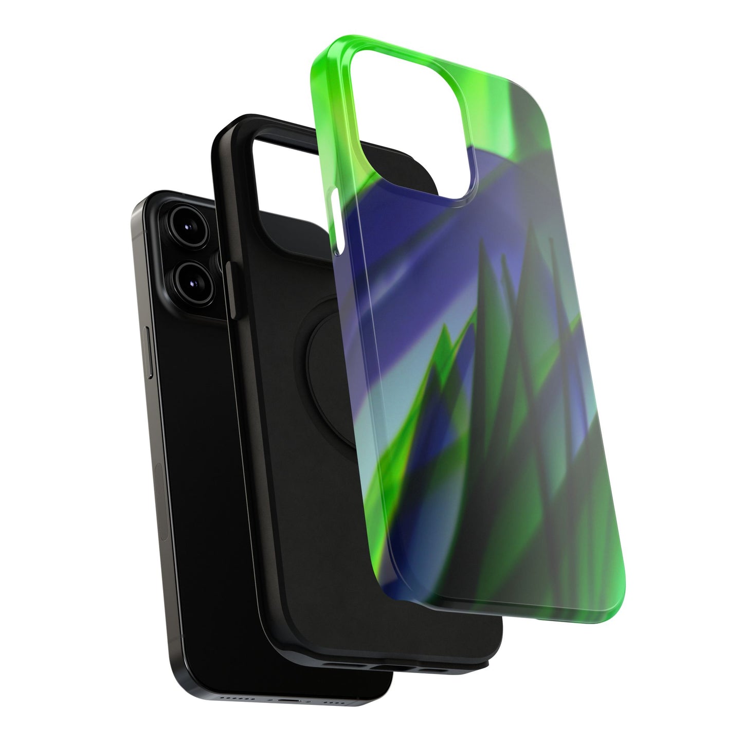 — Green Blue Abstract Wave Design Impact-Resistant Phone Case