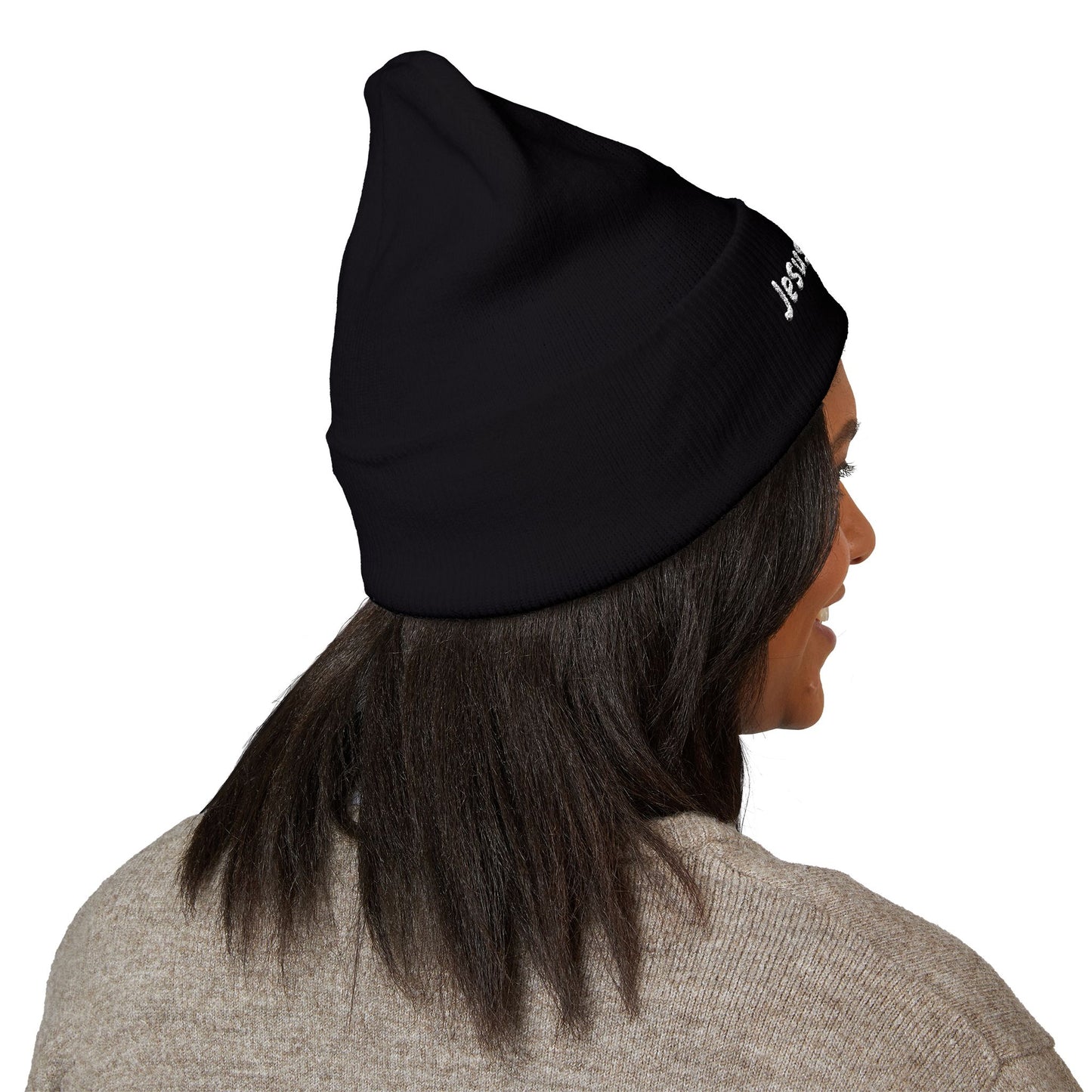 Embroidered 'Jesus is Lord' Cuffed Beanie — Christian Faith Knit Hat