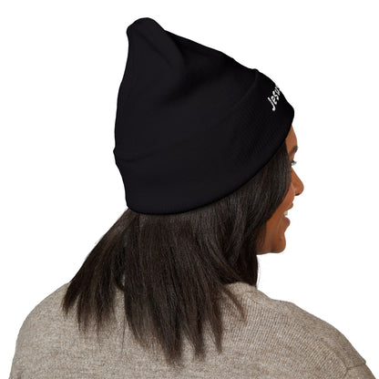 Embroidered 'Jesus is Lord' Cuffed Beanie — Christian Faith Knit Hat