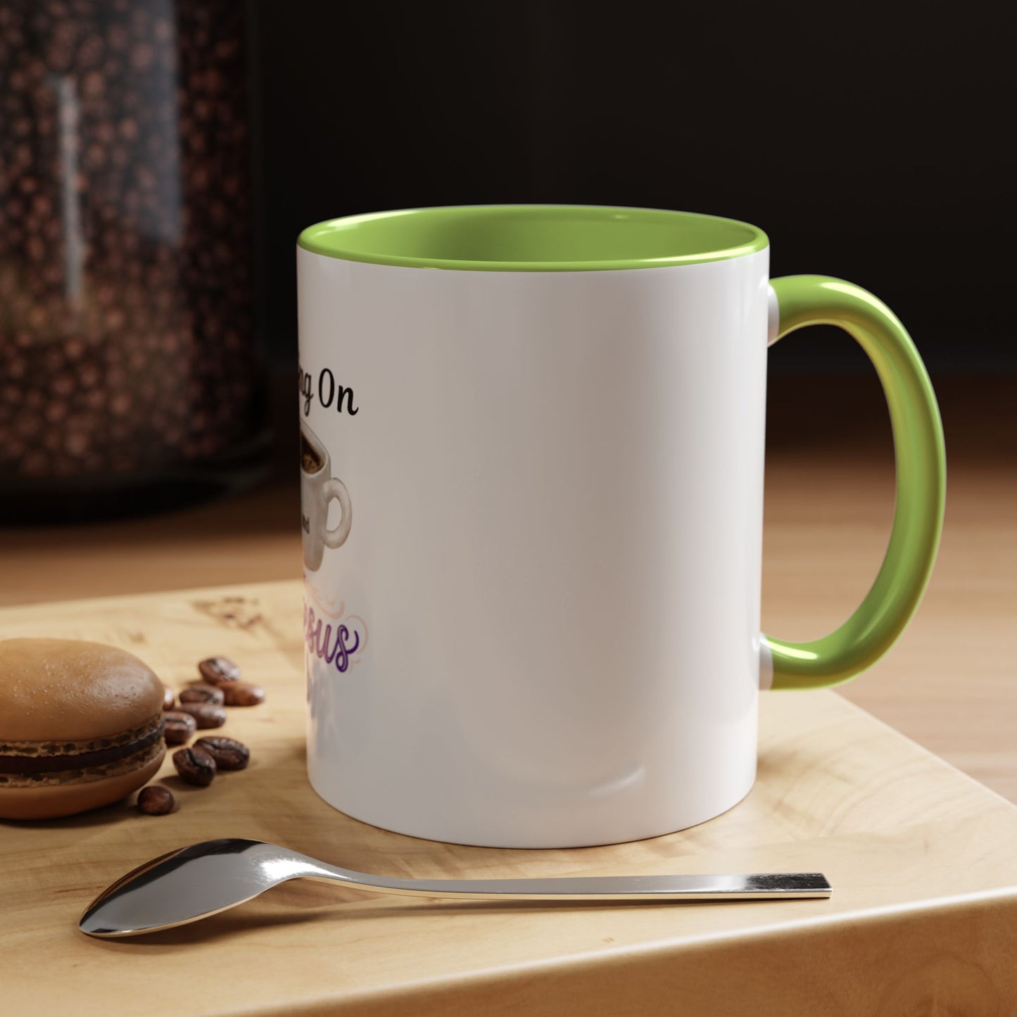 Living On Coffee and Jesus Accent Mug — Christian Coffee Cup (11/15oz)