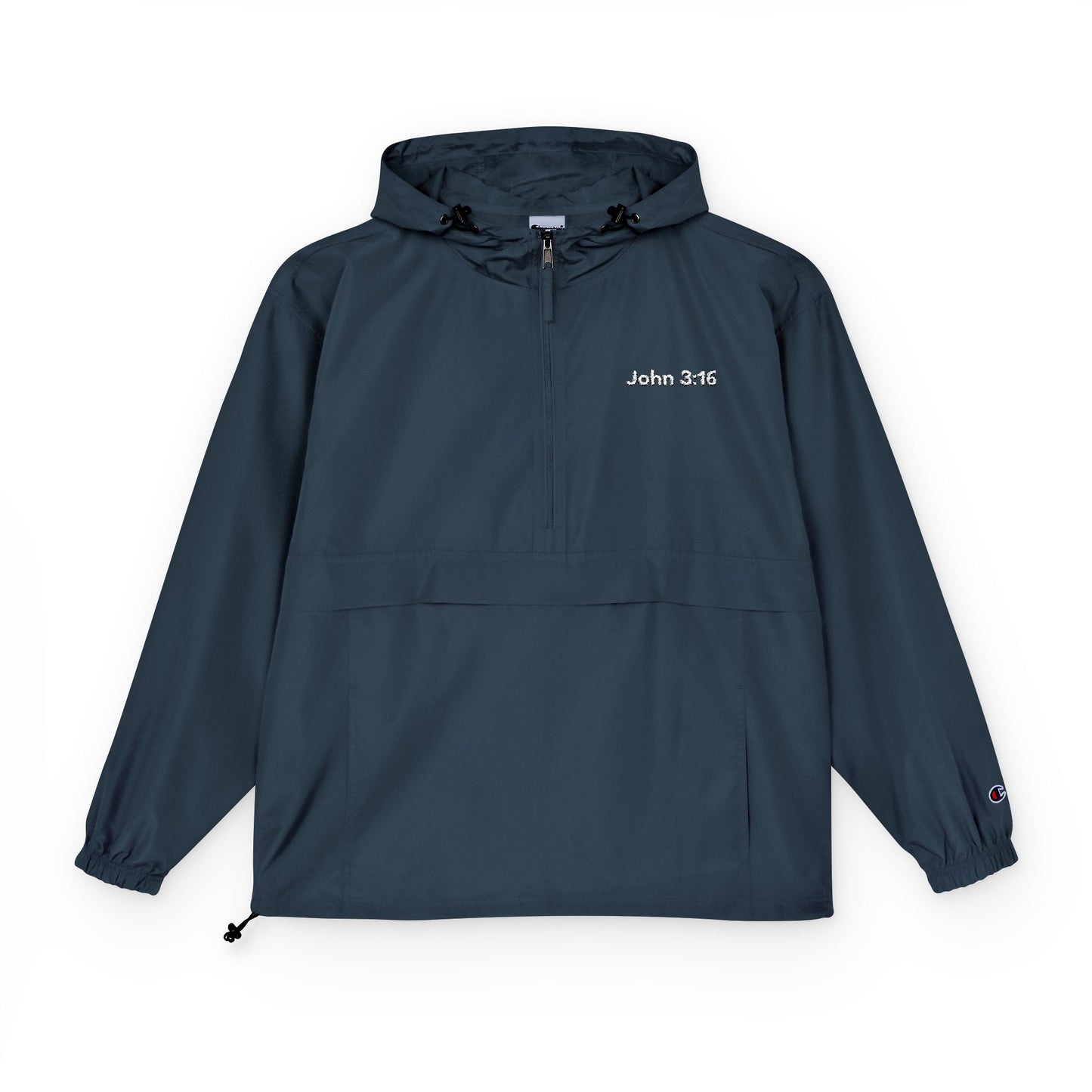 Packable Anorak Jacket — Minimal Reflective "John 3:16" Logo Windbreaker