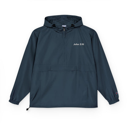 Packable Anorak Jacket — Minimal Reflective "John 3:16" Logo Windbreaker