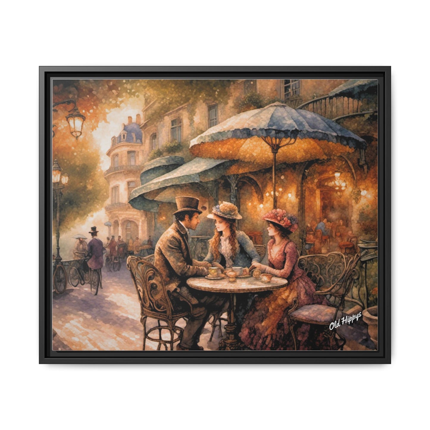 Paris Cafe Framed Canvas Wrap