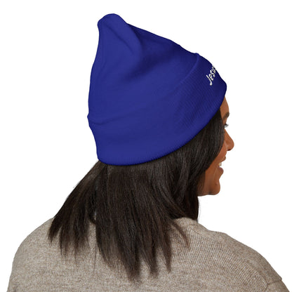 Embroidered 'Jesus is Lord' Cuffed Beanie — Christian Faith Knit Hat