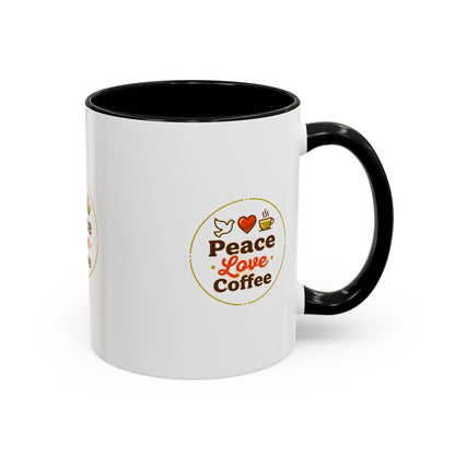 Peace Love Coffee Accent Mug - 11/15oz Ceramic Coffee Cup