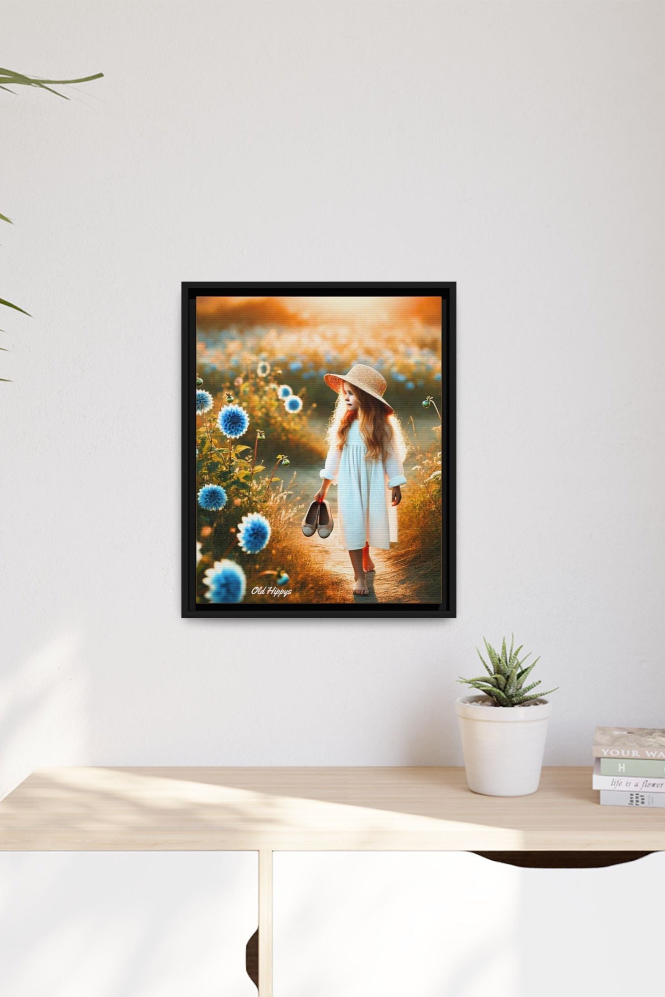 A Girl and Her Thoughts Wood Framed Canvas