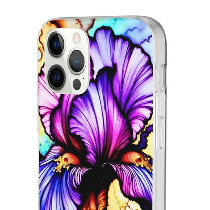 Stained Glass Iris Smartphone Case — Vibrant Purple Watercolor Phone Cover