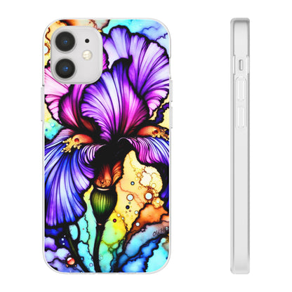 Stained Glass Iris Smartphone Case — Vibrant Purple Watercolor Phone Cover