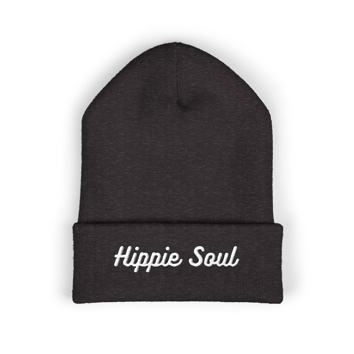 Hippie Soul Embroidered Beanie — Classic Cuffed Knit Hat