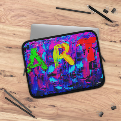 Abstract 'ART' Neon Paint Laptop Sleeve — Colorful Protective Sleeve for Artists & Creatives