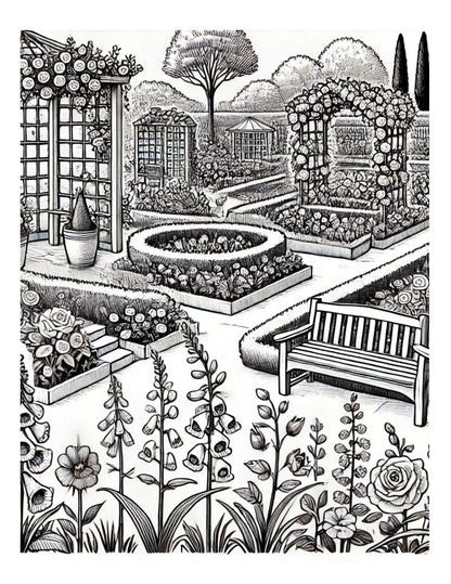 Amazing World of Flowers AI Original Artwork Coloring Pages by Old Hippy