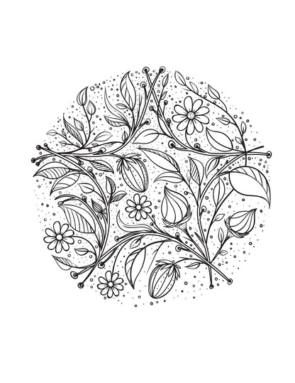 Amazing World of Flowers AI Original Artwork Coloring Pages by Old Hippy